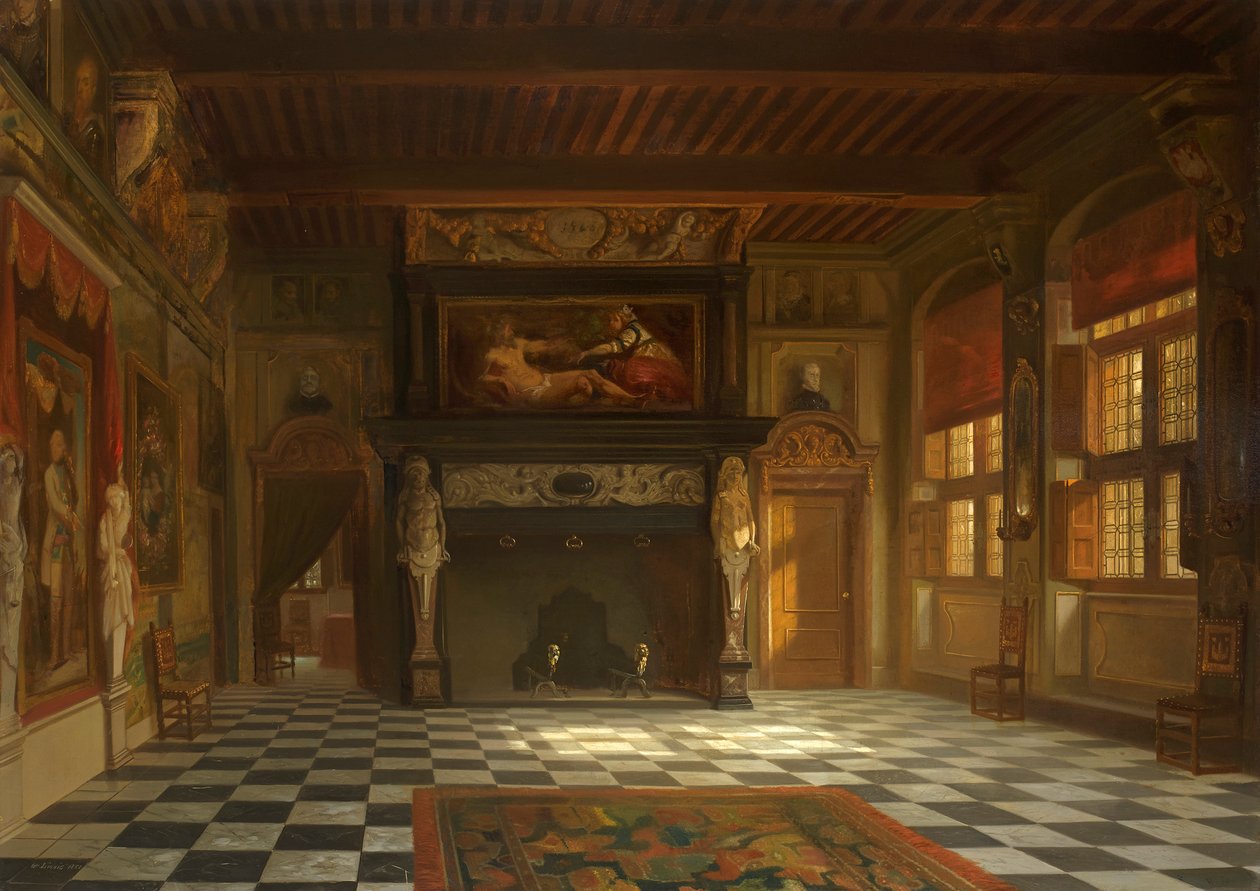 Bryllupssalen ved rådhuset Stadhuis i Antwerpen, 1852. av Willem Linnig the Elder