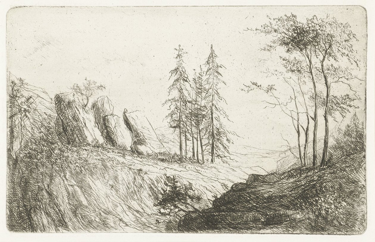 Fjelllandskap med trær av Willem Matthias Jan van Dielen