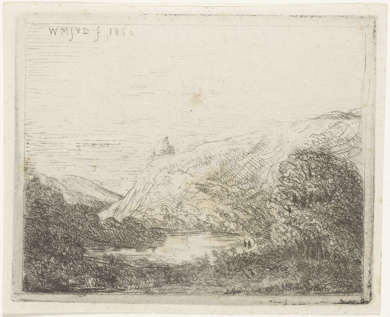 Fjelllandskap med elv av Willem Matthias Jan van Dielen