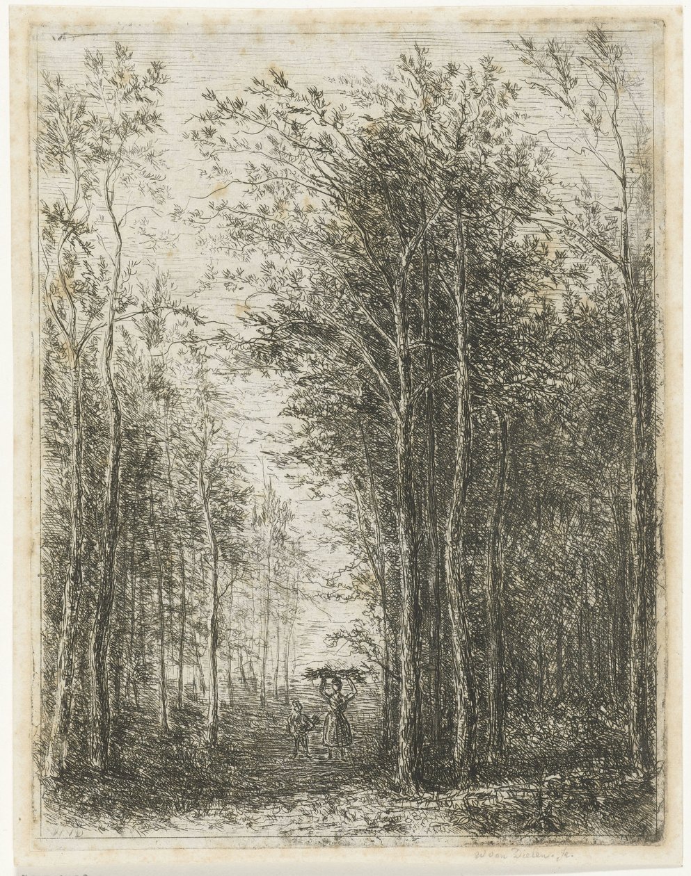 Skoglandskap med vedplukkere av Willem Matthias Jan van Dielen