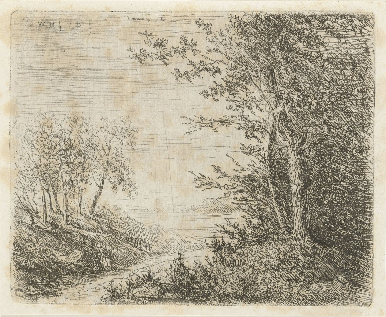 Kupert landskap med bekk av Willem Matthias Jan van Dielen