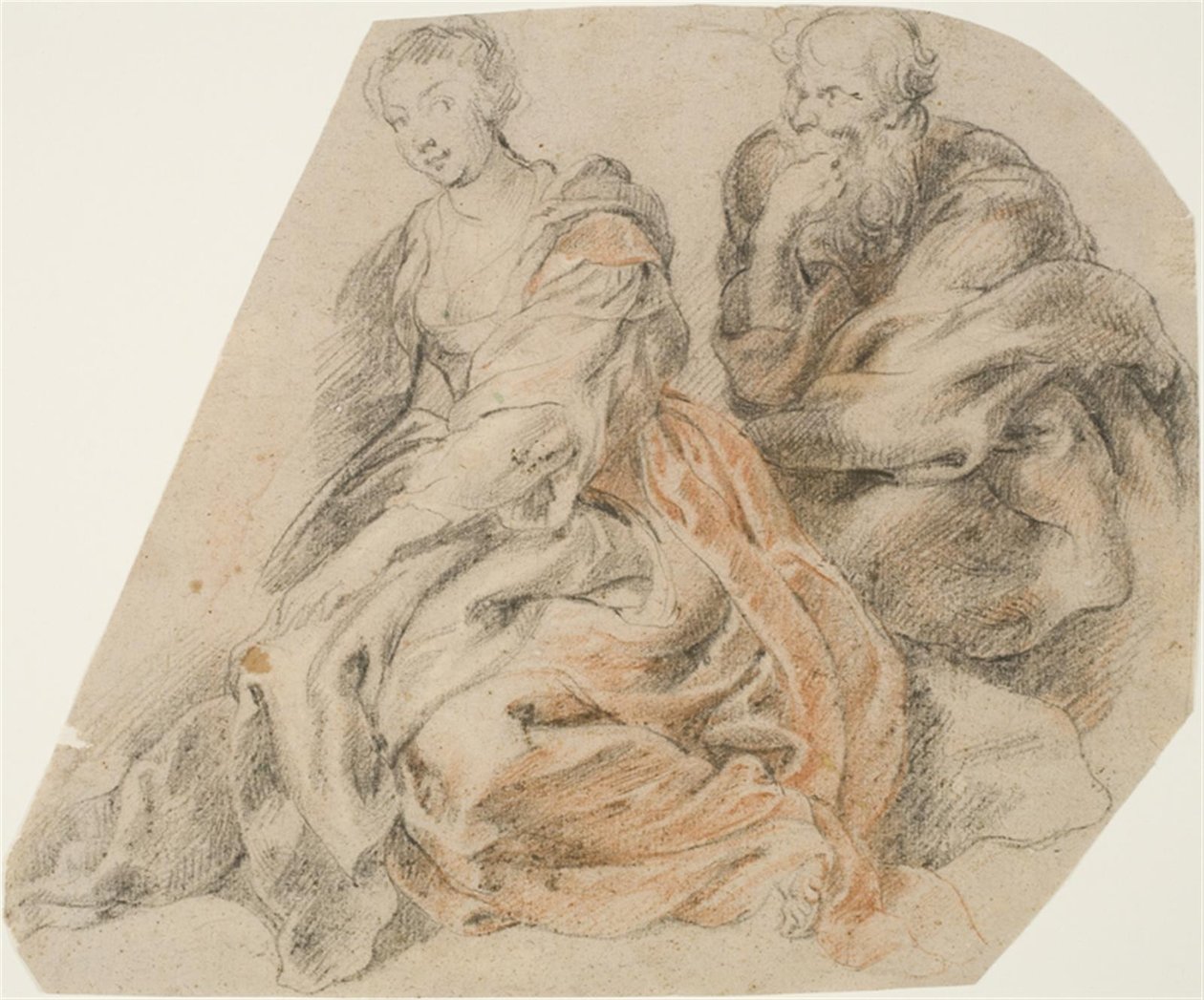 En ung kvinne og en gammel mann. (Mary og Joseph? Susanna og en av de to eldste?) av Willem Panneels