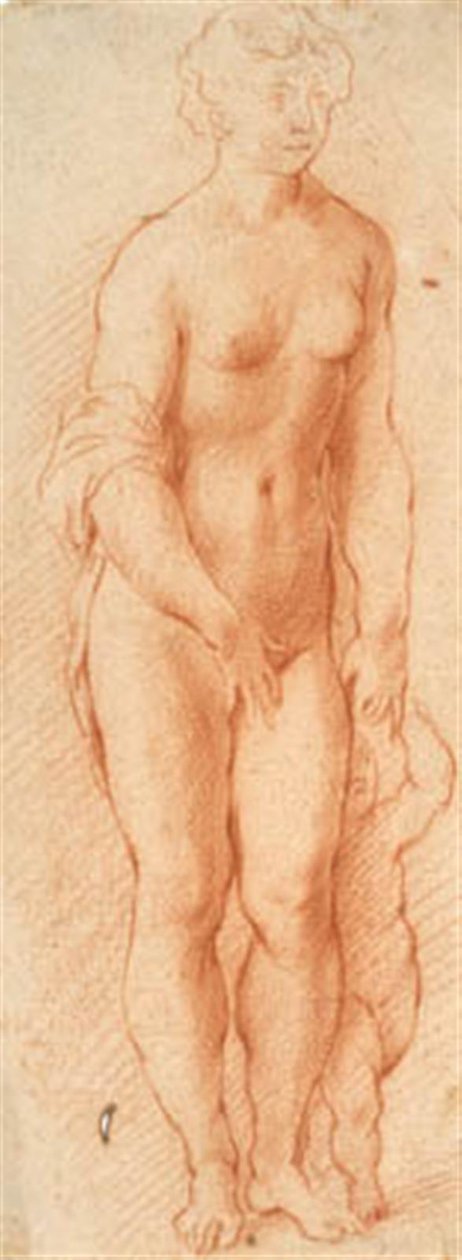 Venus og Amor. Georg Petels skulpturgruppe sett snudd halvt til høyre av Willem Panneels