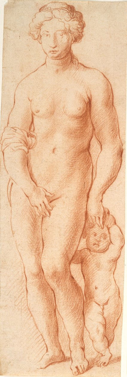 Venus og Amor. Skulpturgruppe sett forfra av Willem Panneels