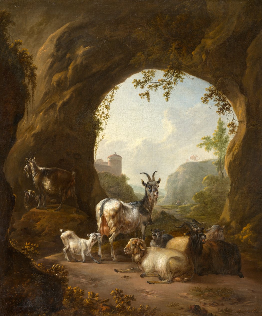 Geiter og sauer i en grotte av Willem Pietersz Buytewech