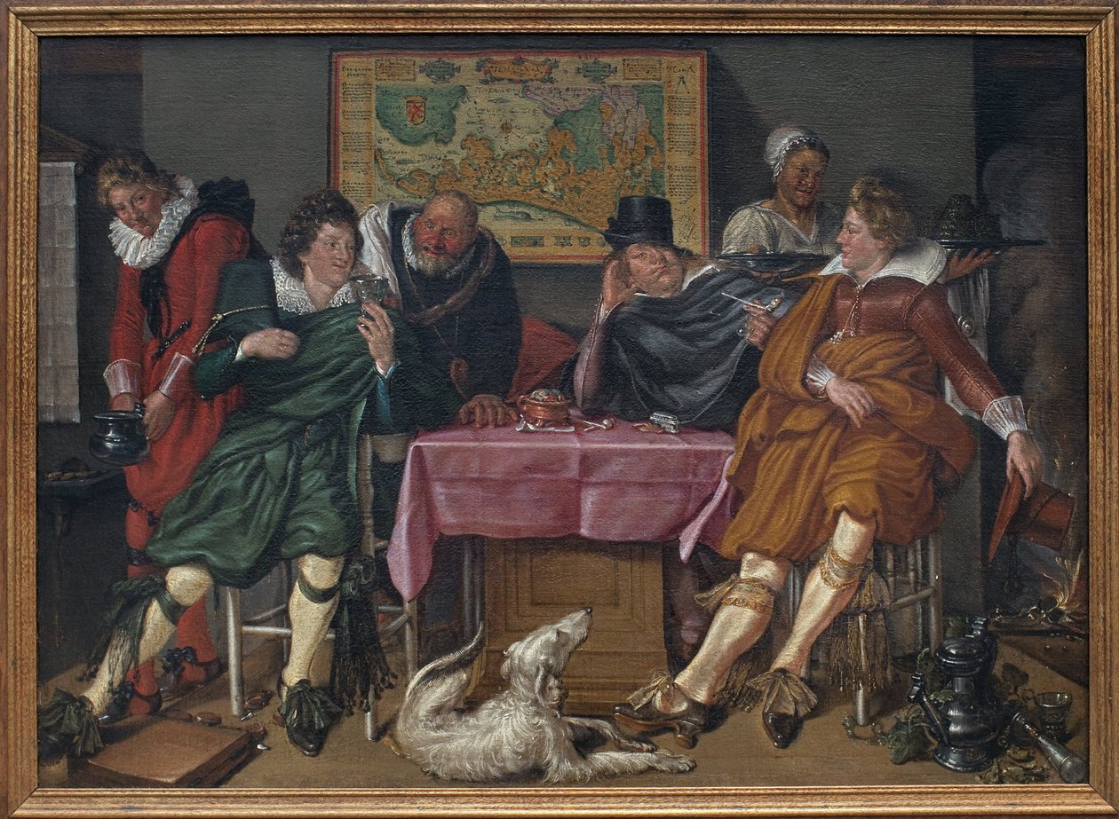 Glad selskap. Maleri av Willem Pietersz Buytewech (1591 eller 1592-1624), olje på lerret, ca 1620. Nederlandsk kunst av Willem Pietersz Buytewech