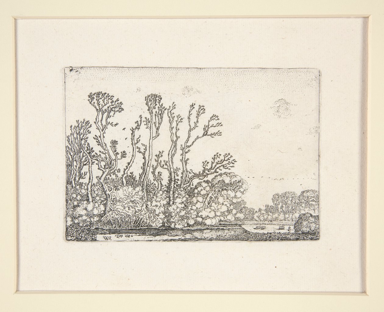 Saueflokk nær vannet, Plate 8 fra The Set of the Landscapes av Willem Pietersz. Buytewech