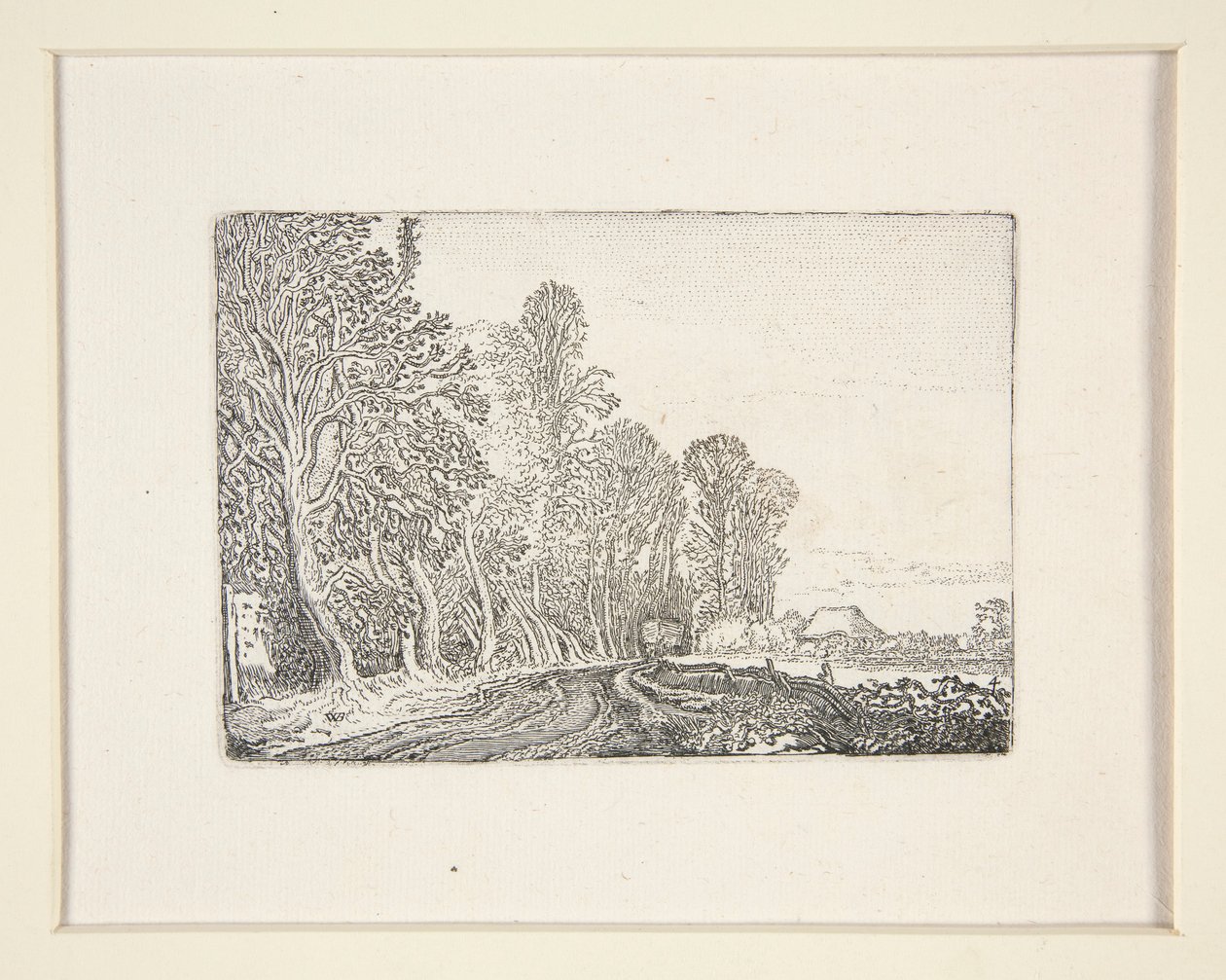 Vei i utkanten av skog, Plate 4 fra The Set of the Landscapes av Willem Pietersz. Buytewech