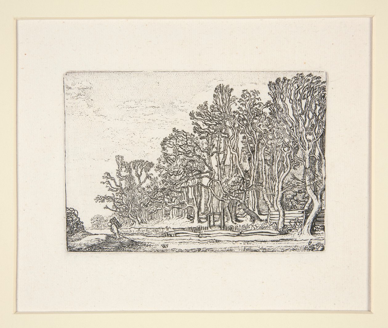 To plankehekker, Plate 6 fra The Set of the Landscapes av Willem Pietersz. Buytewech