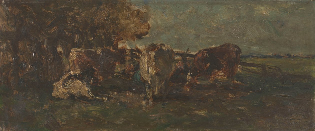 Melken bøyes av Willem Roelofs (I) (signed by artist)