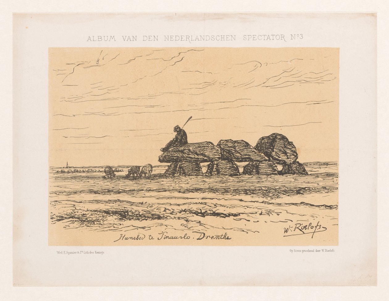 Dolmen i Tynaarlo i Drenthe Dyssen i Tinaarlo. Drenthe (tittel på objekt) Album av den nederlandske tilskueren nr. 3 (serietittel) av Willem Roelofs (I)