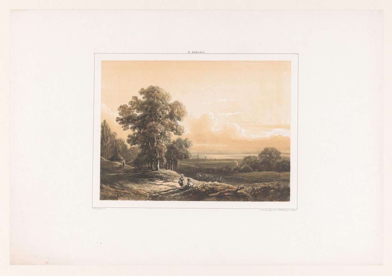 Landskap med to figurer av Willem Roelofs (I)