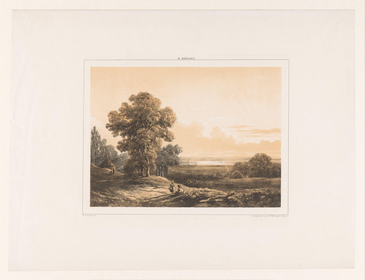 Landskap med to figurer av Willem Roelofs (I)