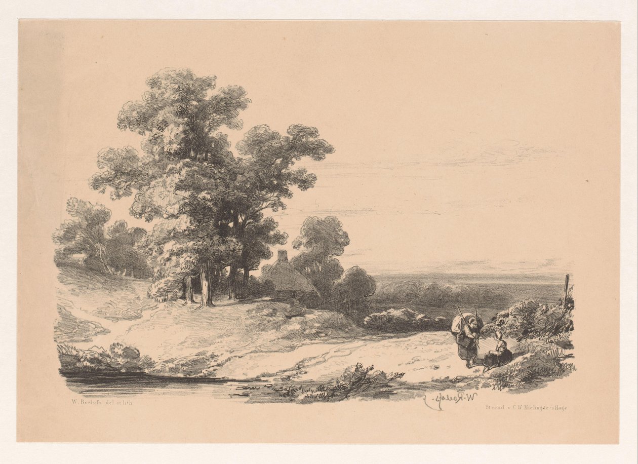 Landskap med to kvinner av Willem Roelofs (I)