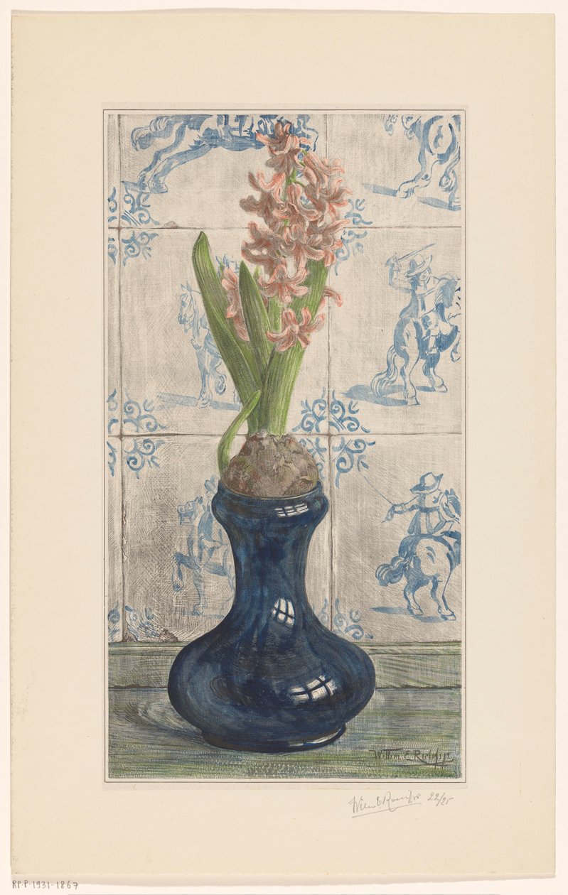 Hyasint i en glassvase av Willem Roelofs (II) (signed by artist)