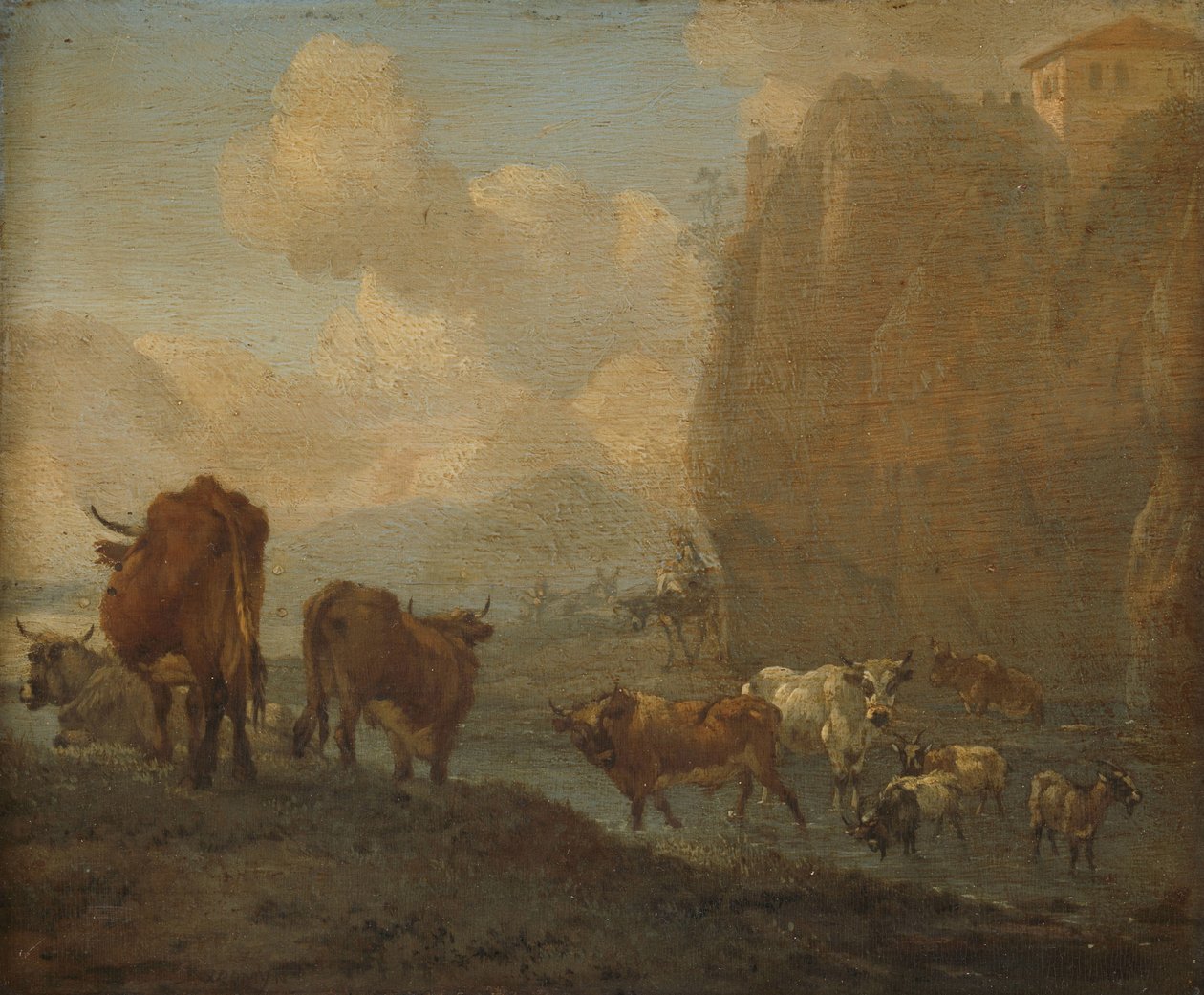 Husdyr ved en elv av Willem Romeyn