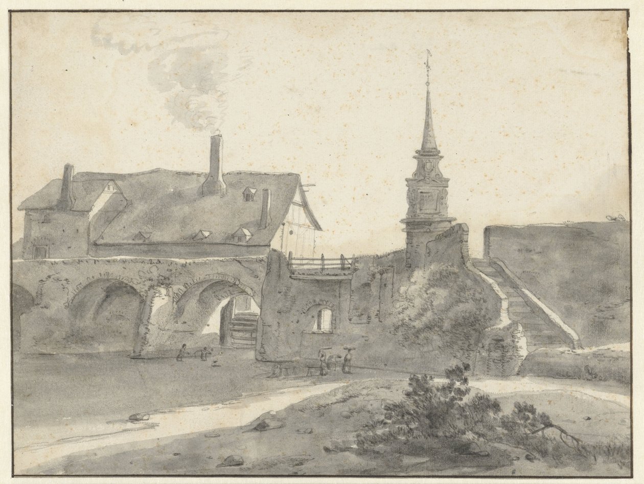 Bridge of Treilles og Angers av Willem Schellinks (attributed to)