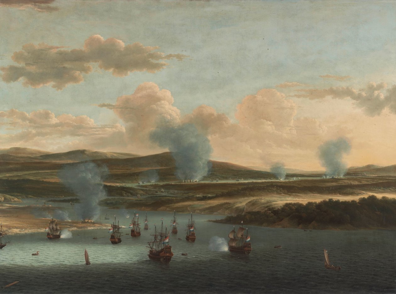 Slaget ved Medway Reisen til Chatham, 1667: Den nederlandske flåten i elvemunningen til Medway av Willem Schellinks