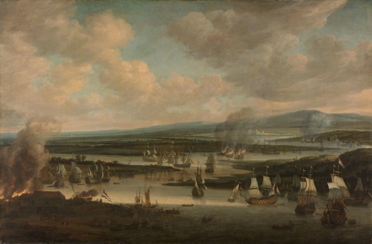 Brenningen av den engelske flåten nær Chatham av Willem Schellinks