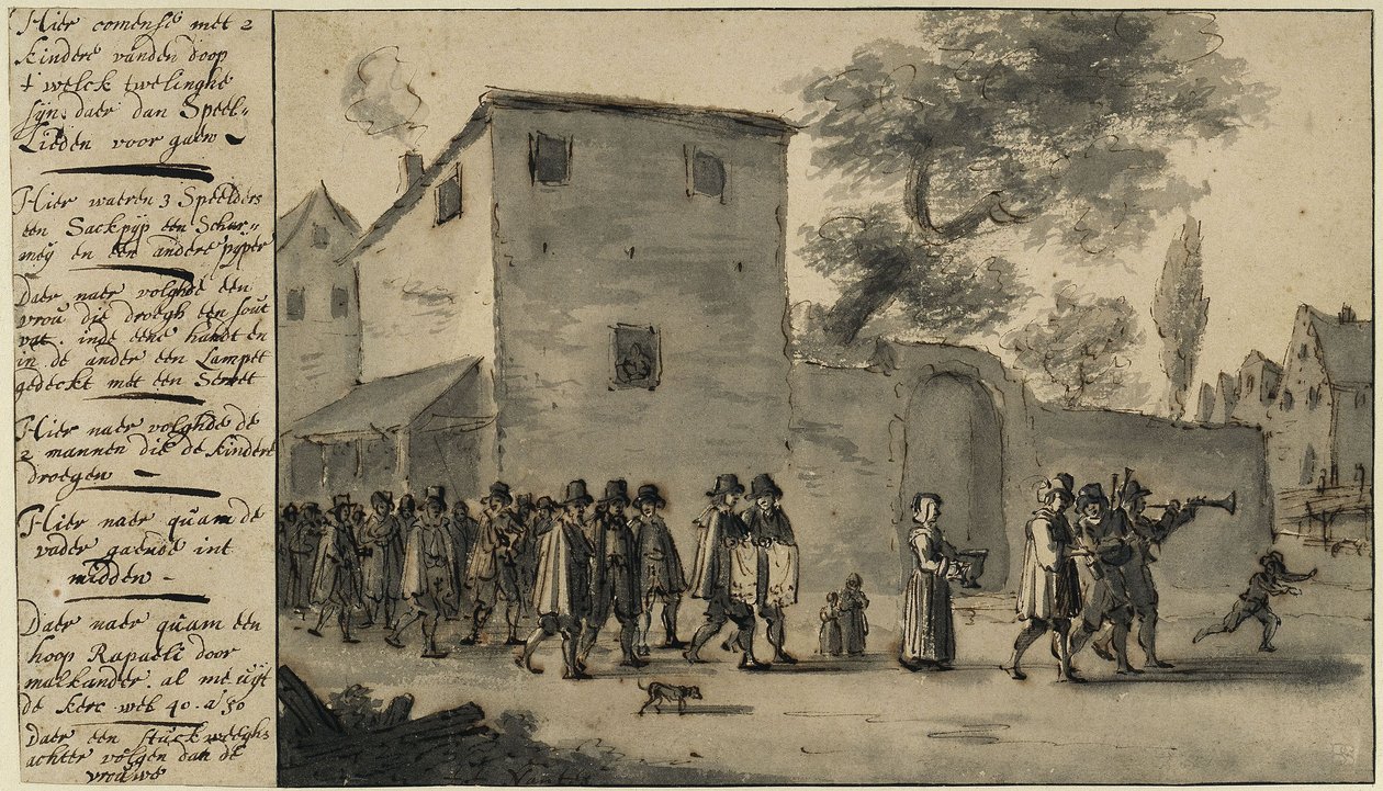 Prosesjon ved et barns dåp i Nantes av Willem Schellinks