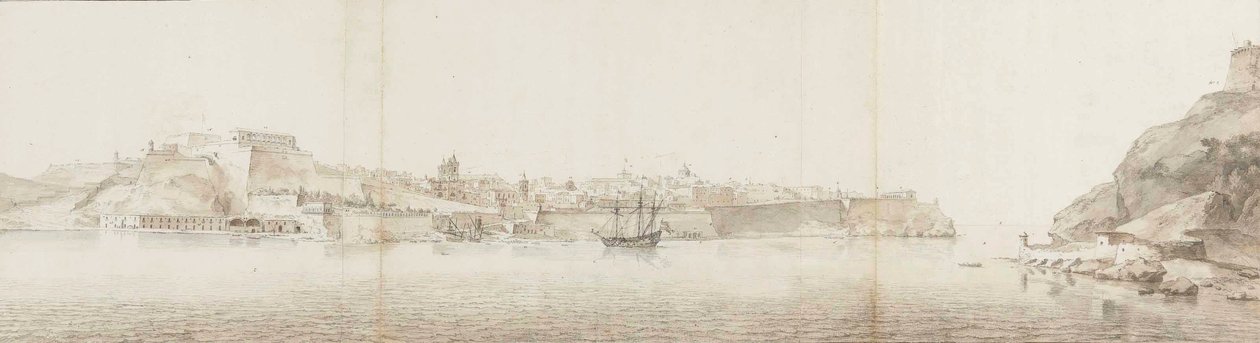 Utsikt over Valletta på øya Malta, sett fra Senglea av Willem Schellinks