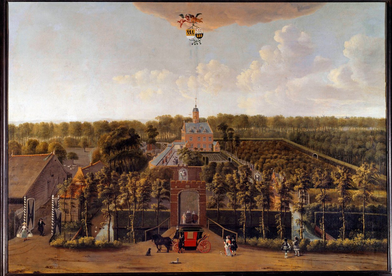 Utsikt over eiendommen Munnikenhof i Zelande (Nederland) Maleri av Willem Schellinks (1627-1678) Middelburg fra 1600-tallet. Zelandan-museet av Willem Schellinks