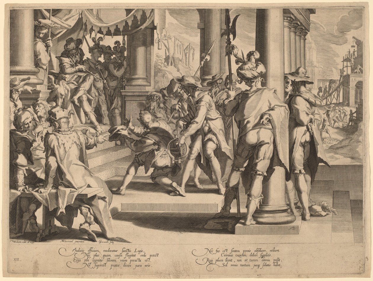 Allegori om rettferdighet av Willem Swanenburgh, after Joachim Anthonisz Wtewael