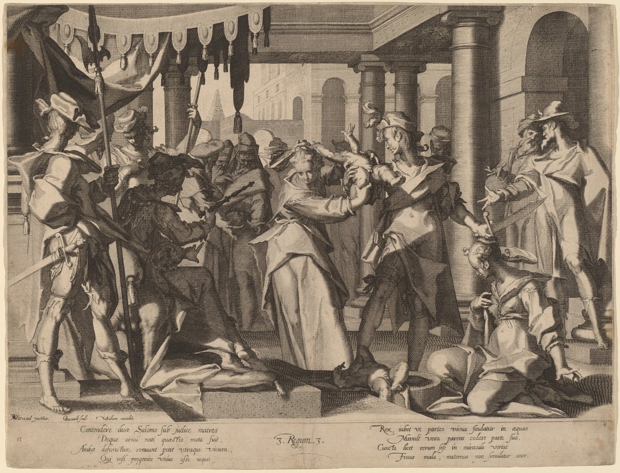 Salomos dom av Willem Swanenburgh after Joachim Anthonisz Wtewael