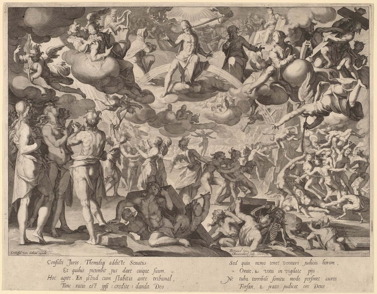 Den siste dommen av Willem Swanenburgh, after Joachim Anthonisz Wtewael
