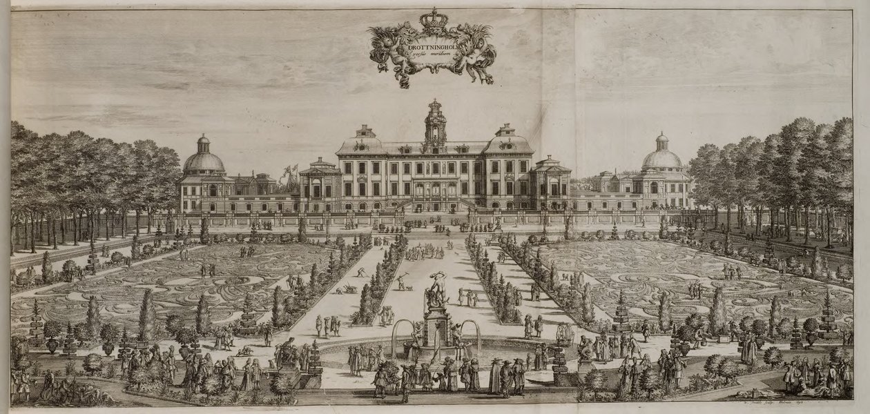 Drottningholm slott og hage sett fra sør av Willem Swidde