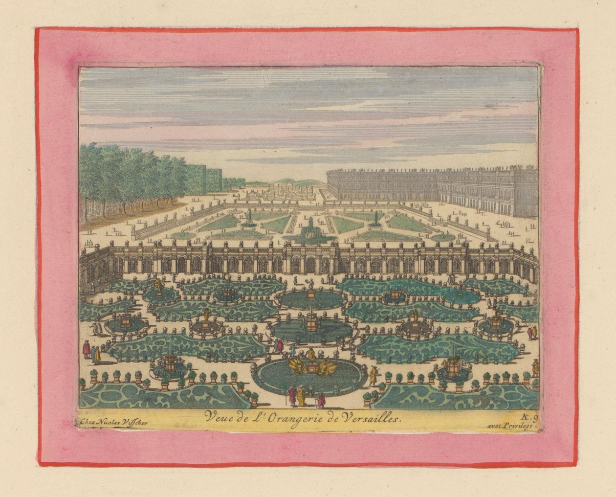 Ansicht der Orangerie von Versailles av Willem Swidde