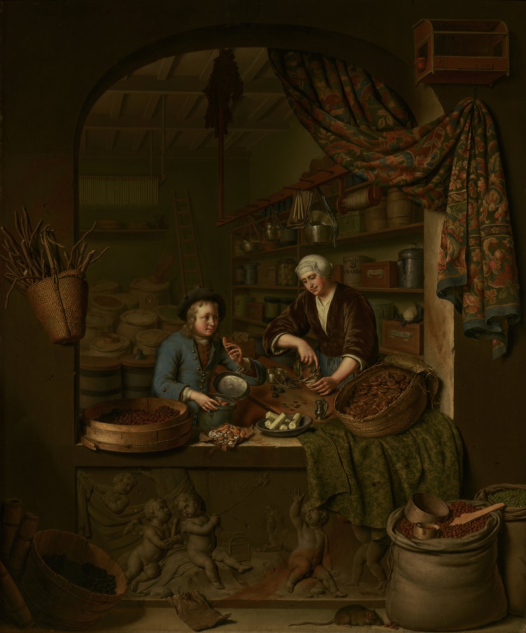 En kolonialforretning av Willem Van Mieris
