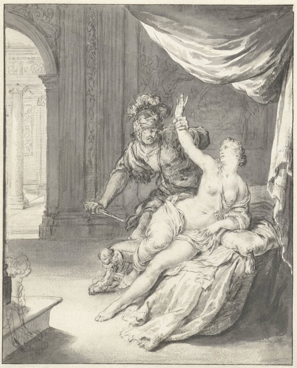 Tarquinius truer Lucretia av Willem Van Mieris