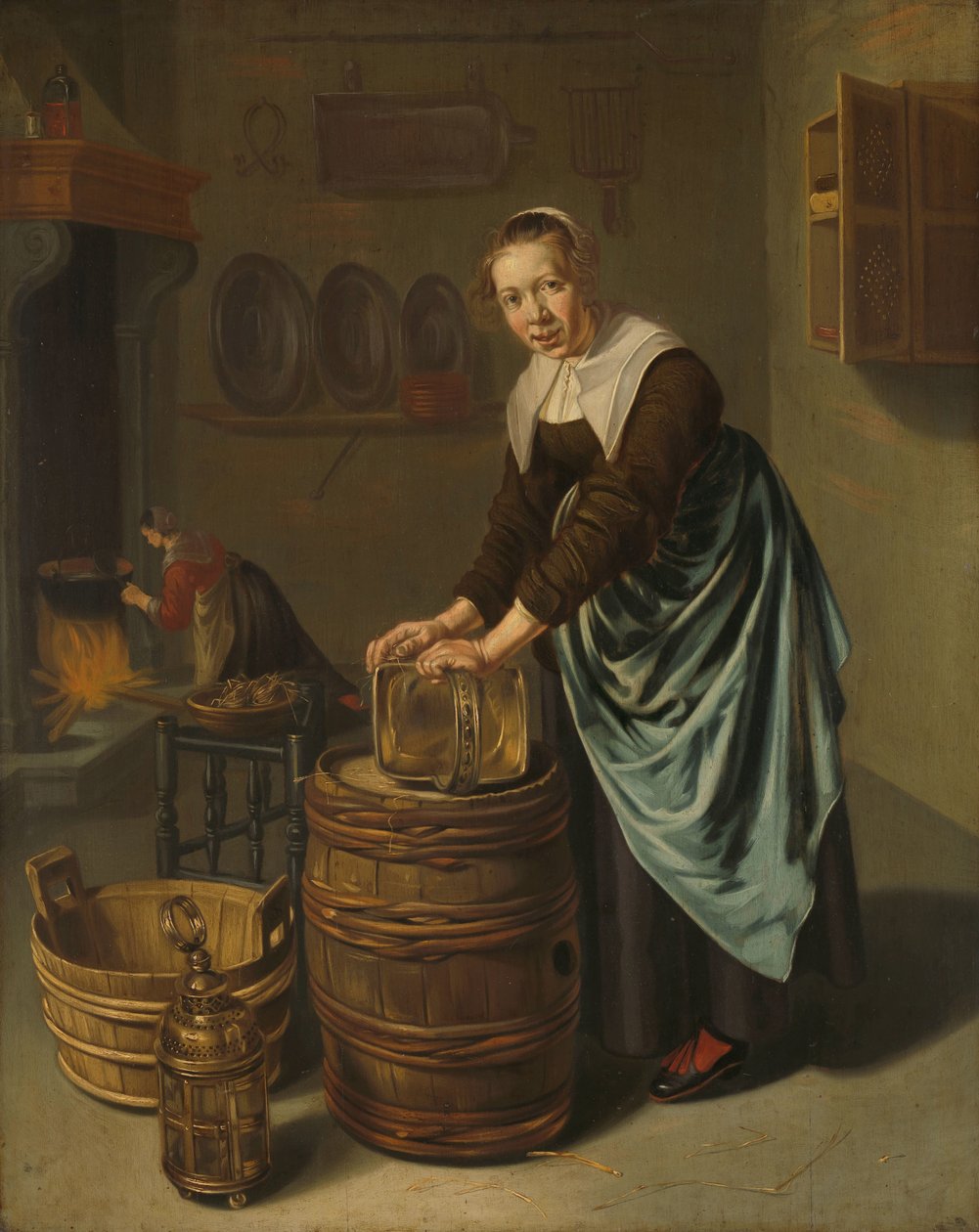 Kvinne som skurer et fartøy av Willem Van Odekercken