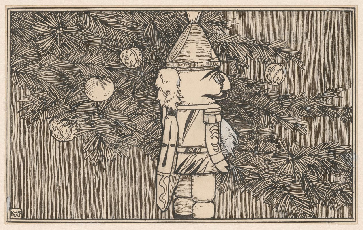 Nøtteknekker i husarkappe ved et juletre av Ludwig Willem Reymert Wenckebach