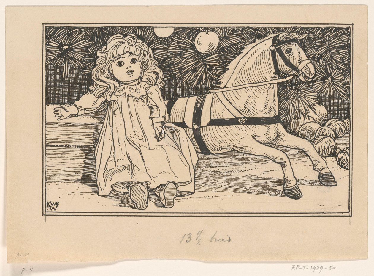Dukke og lekehest under et juletre av Ludwig Willem Reymert Wenckebach