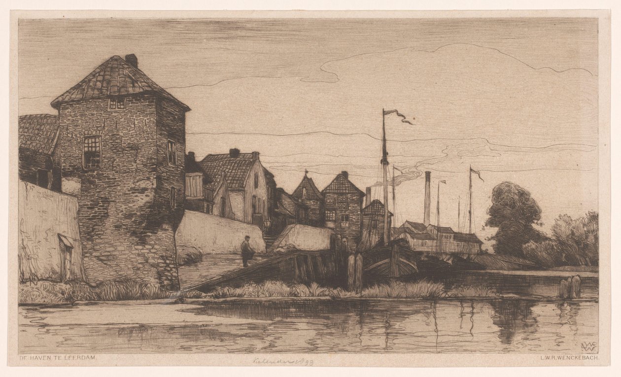Havnen i Leerdam (tittel på objekt) av Willem Wenckebach