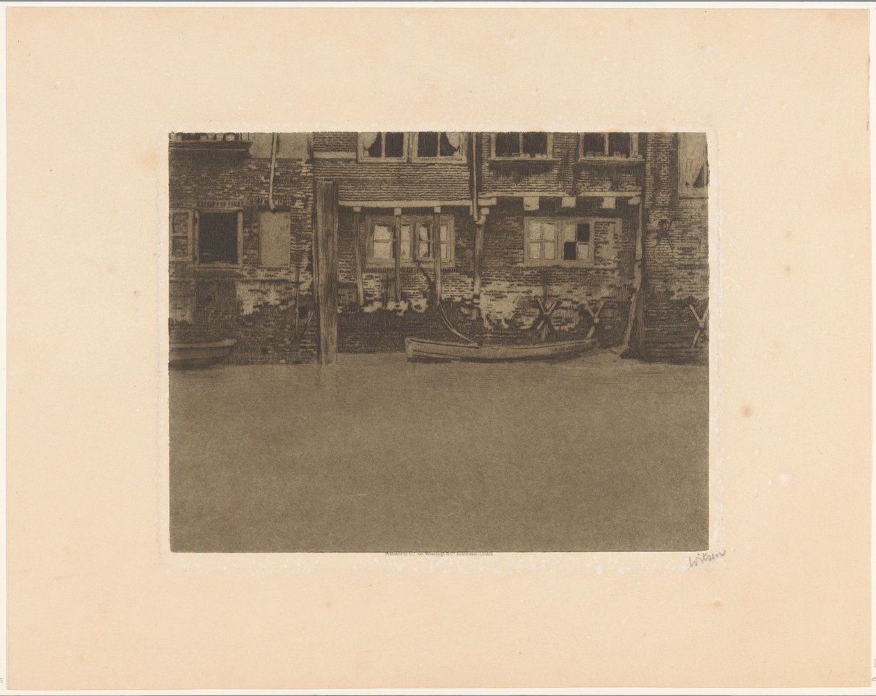 Bakfasader av Voorstraat 463, 461 og 459 i Dordrecht av Willem Witsen (signed by artist)