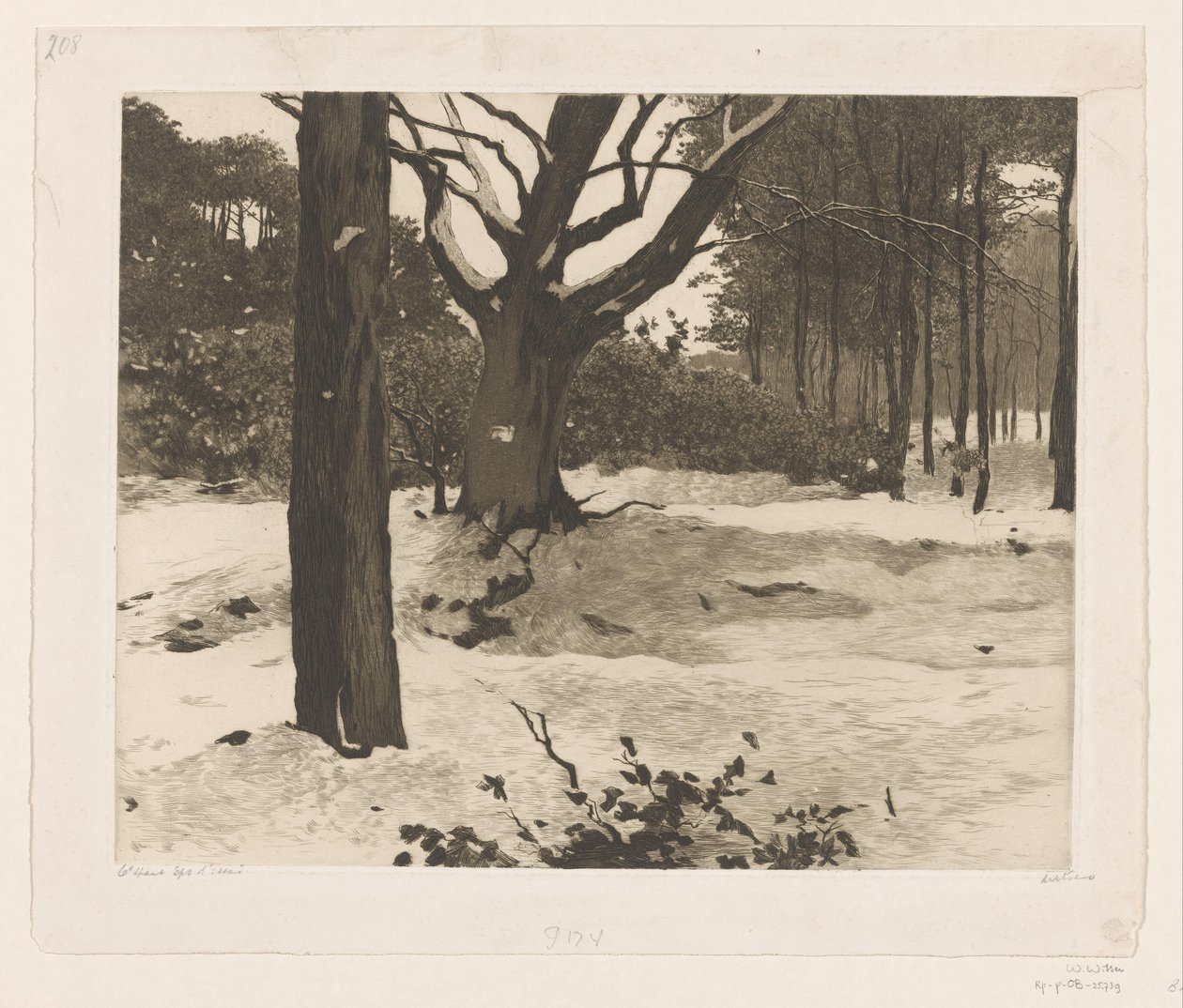 Snødekt skogslandskap i Ede av Willem Witsen (signed by artist)