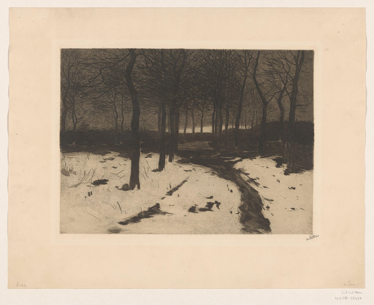 Skogssti i Ewijkshoeve av Willem Witsen (signed by artist)