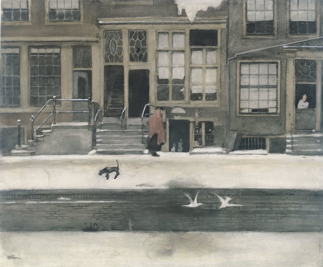 Kromboomsloot i Amsterdam av Willem Witsen (signed by artist)