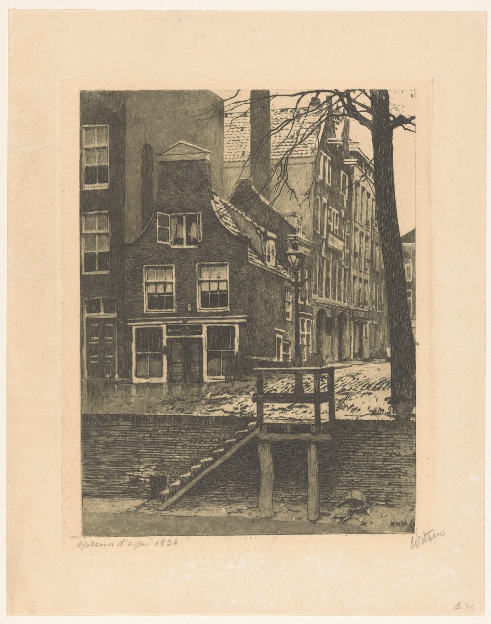 Utsikt over Bierhaven og Oranjestraat i Rotterdam av Willem Witsen (signed by artist)