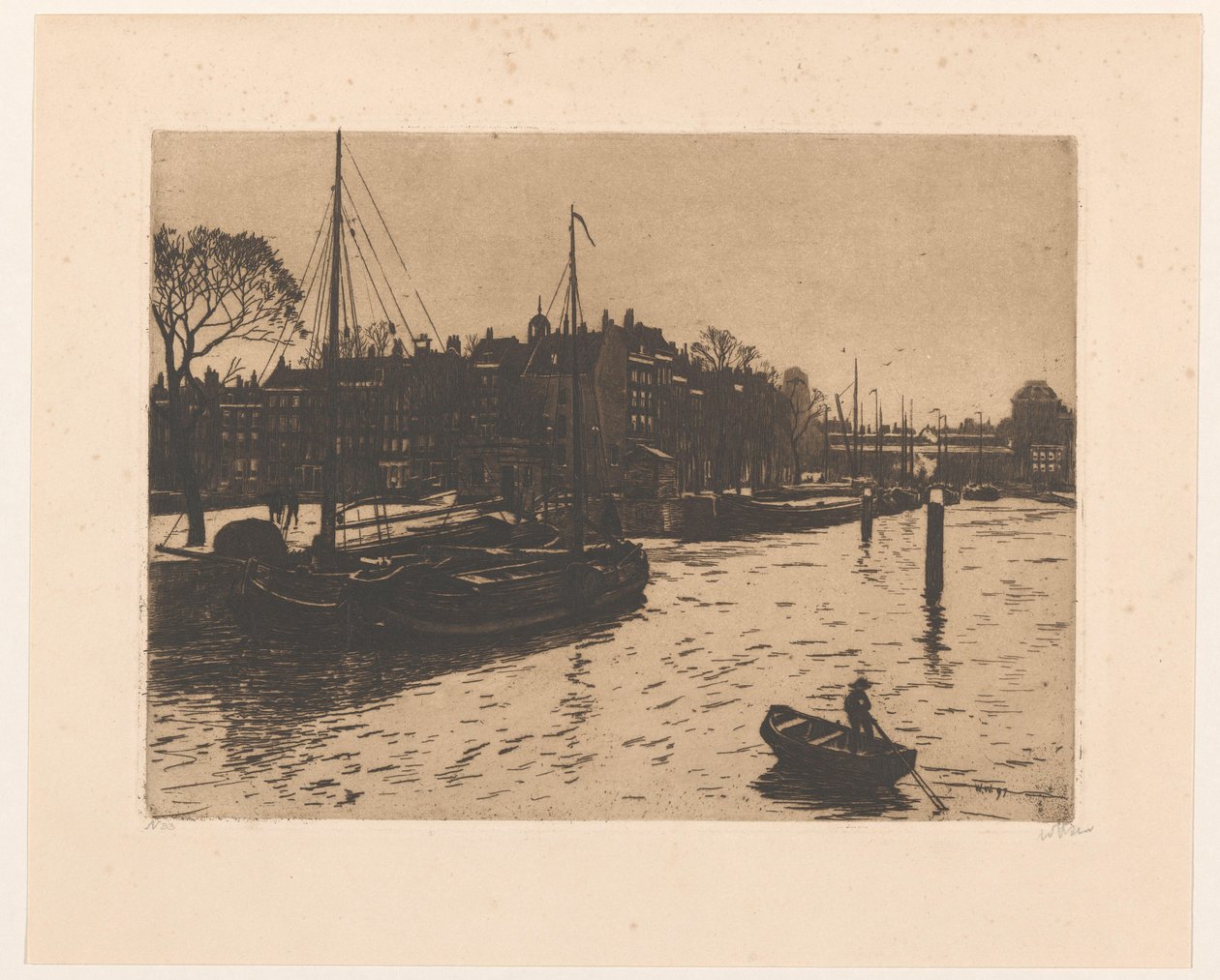 Utsikt over Leuvehaven i Rotterdam av Willem Witsen (signed by artist)