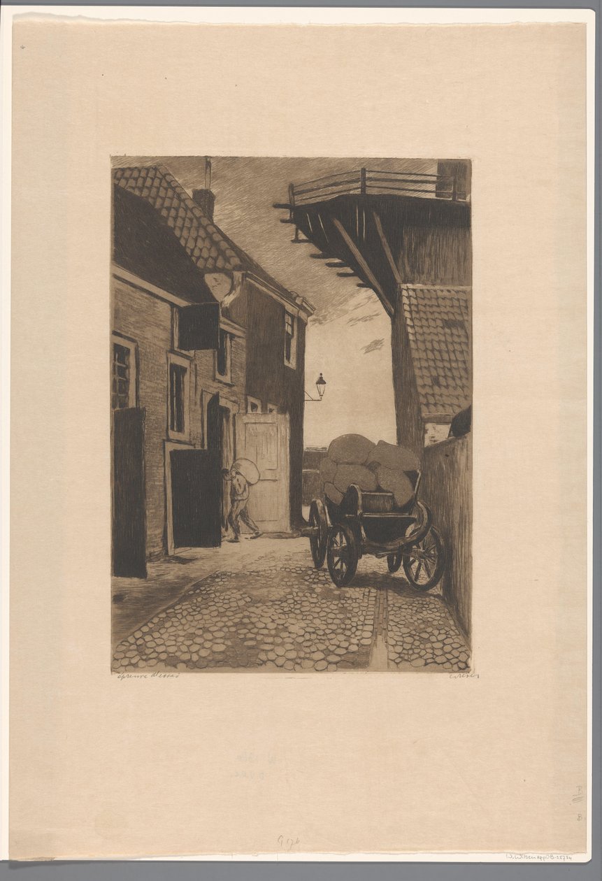 Utsikt over Molensteeg i Wijk bij Duurstede av Willem Witsen (signed by artist)