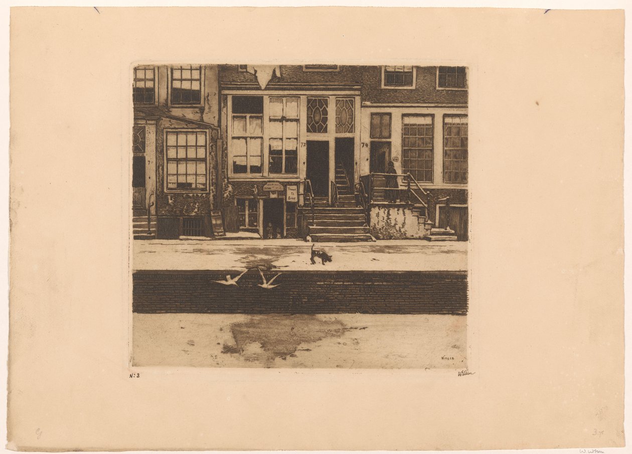 Utsikt over kanalhus i Amsterdam av Willem Witsen (signed by artist)