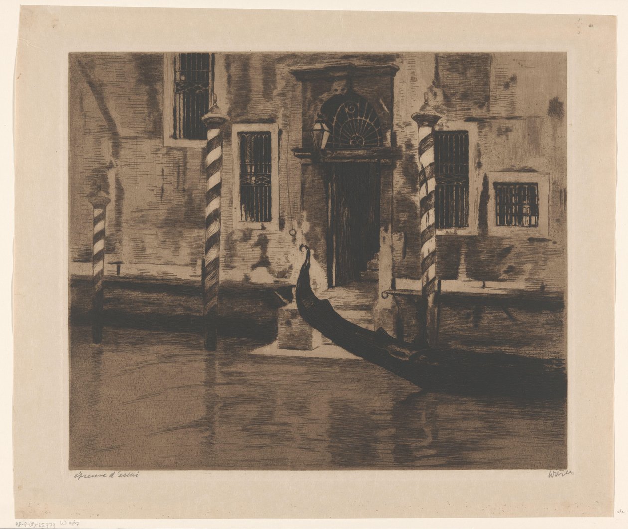 Gondol på Canal Grande i Venezia Patrician House i Venezia (tittel på objekt) av Willem Witsen (signed by artist)