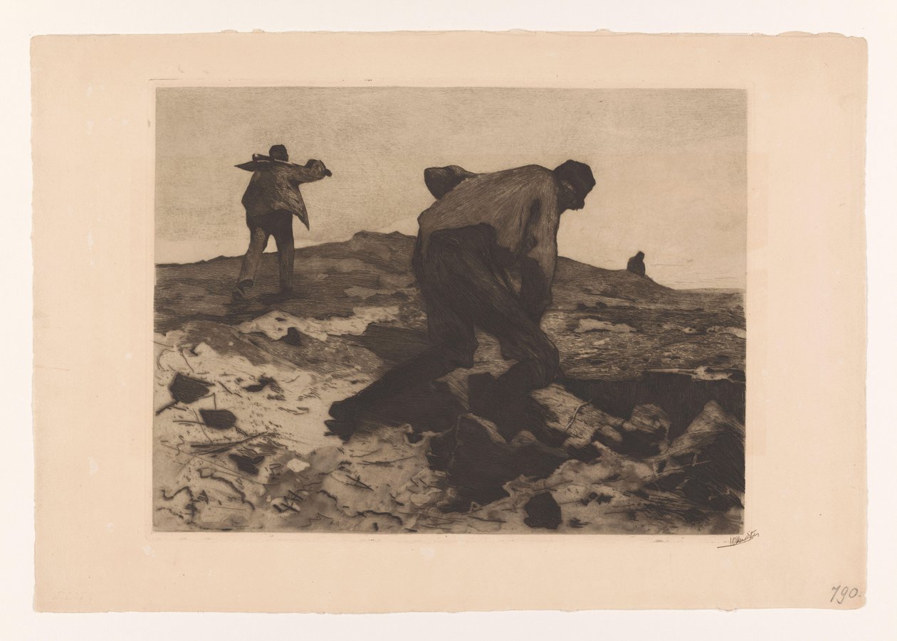 Gårdsarbeidere på heia Påledrivere (original tittel) av Willem Witsen (signed by artist)