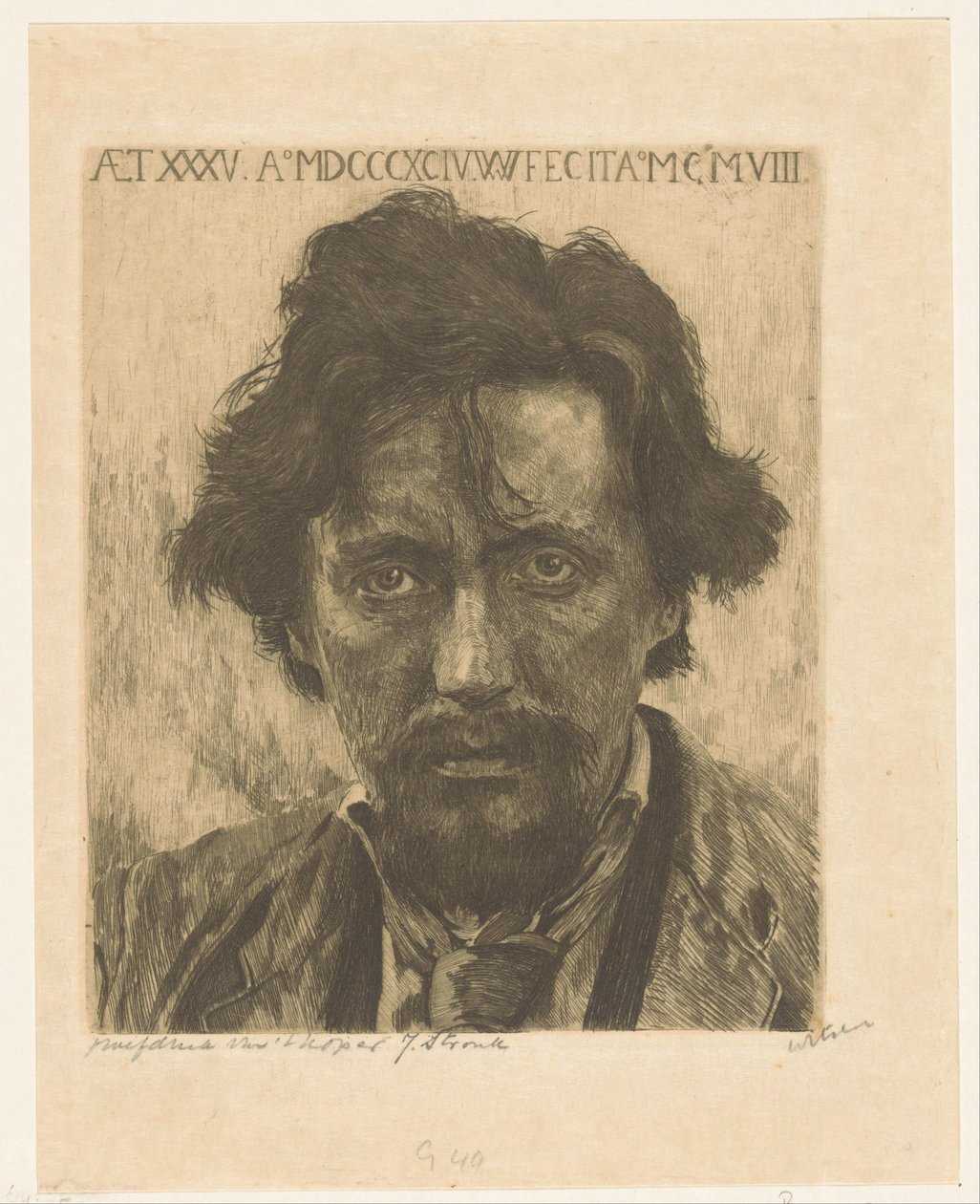 Portrett av Willem Kloos av Willem Witsen (signed by artist)