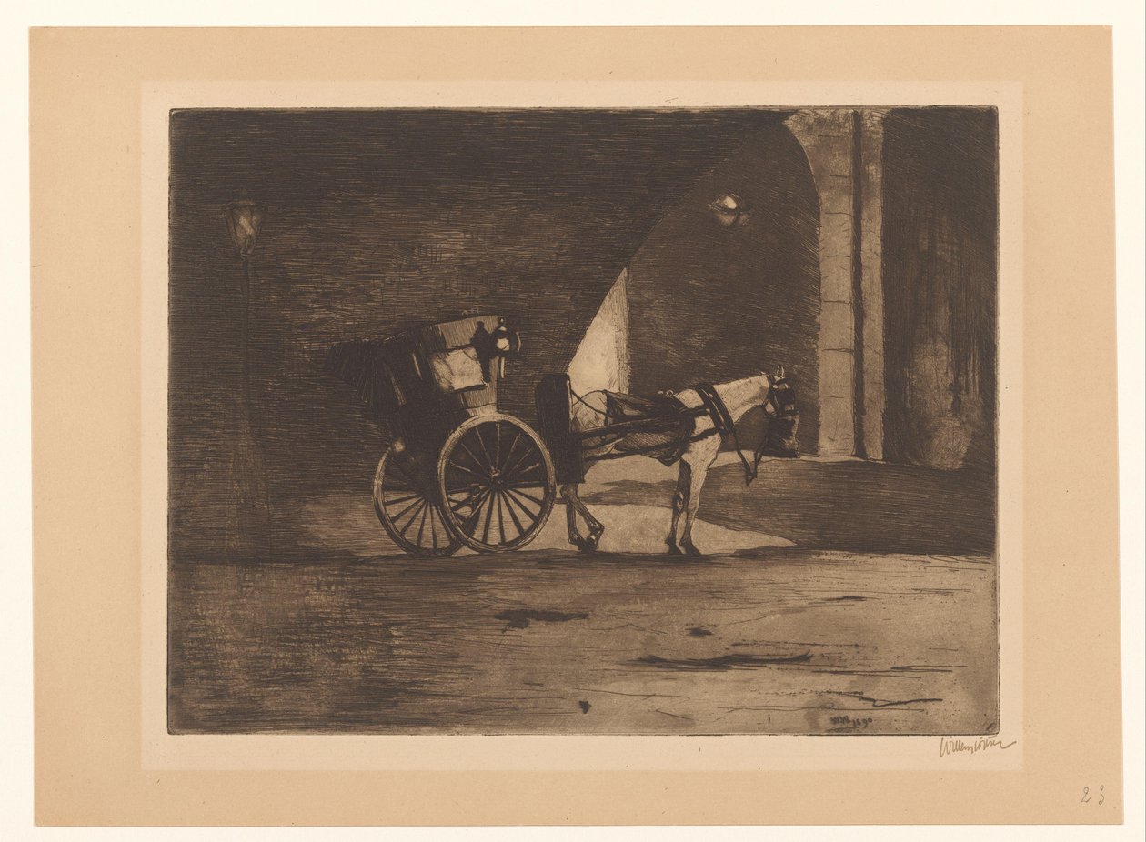 Vogn under Waterloo Bridge i London av Willem Witsen (signed by artist)