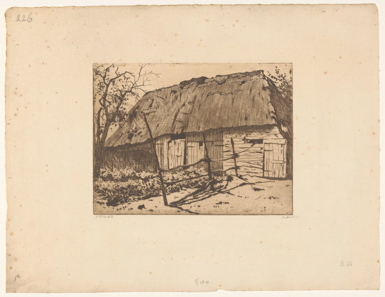 Låve med gjerde i Brabant av Willem Witsen (signed by artist)